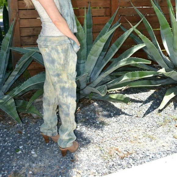 Etoile Isabel Marant Linen Pants Camo Loose M - Picture 2 of 10